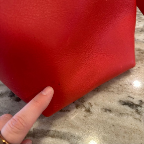 Madewell The Essential Mini Bucket Tote- Red Leather Shoulder Bag - Picture 6 of 9